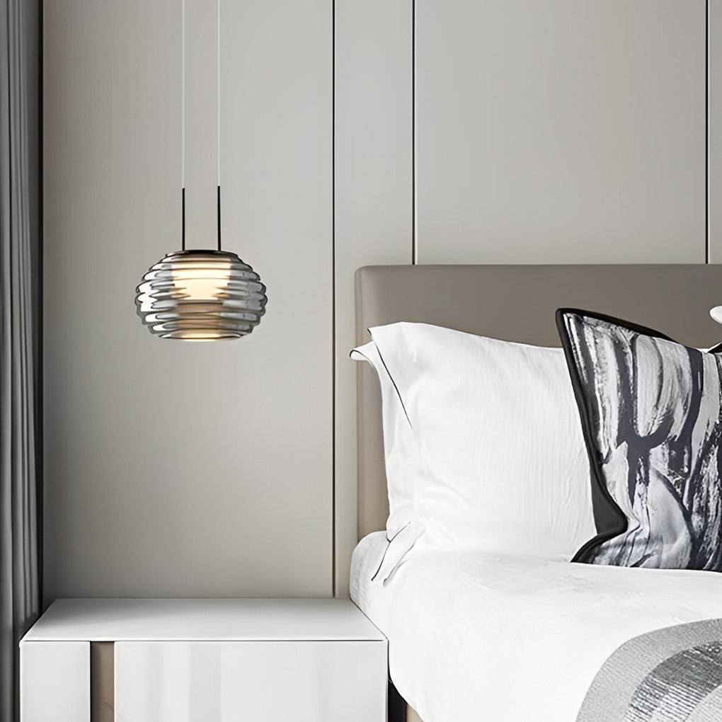Modern island smoke pendant lighting in glass metal iron
