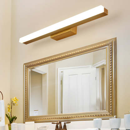 Modern Wooden LED Vanity Light Rectangular Wall-Mount Bathroom Lighting-Lighom