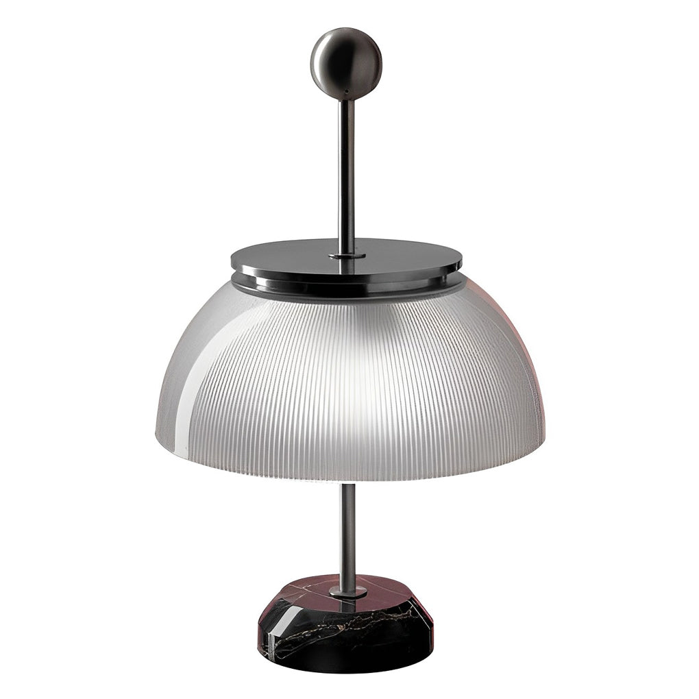 Ribbed Glass Bowl and Metal Italian Accent Table Lamps-Lighom