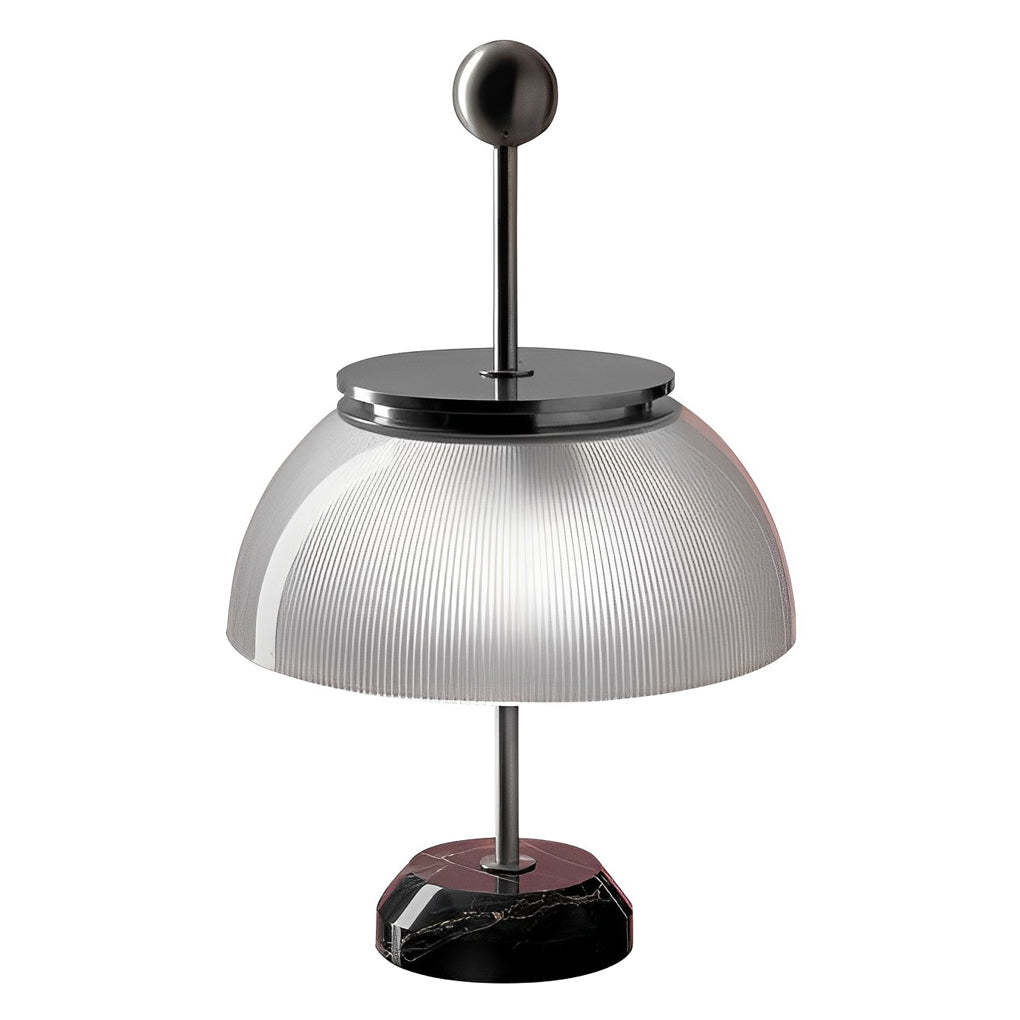 Ribbed Glass Bowl and Metal Italian Accent Table Lamps-Lighom