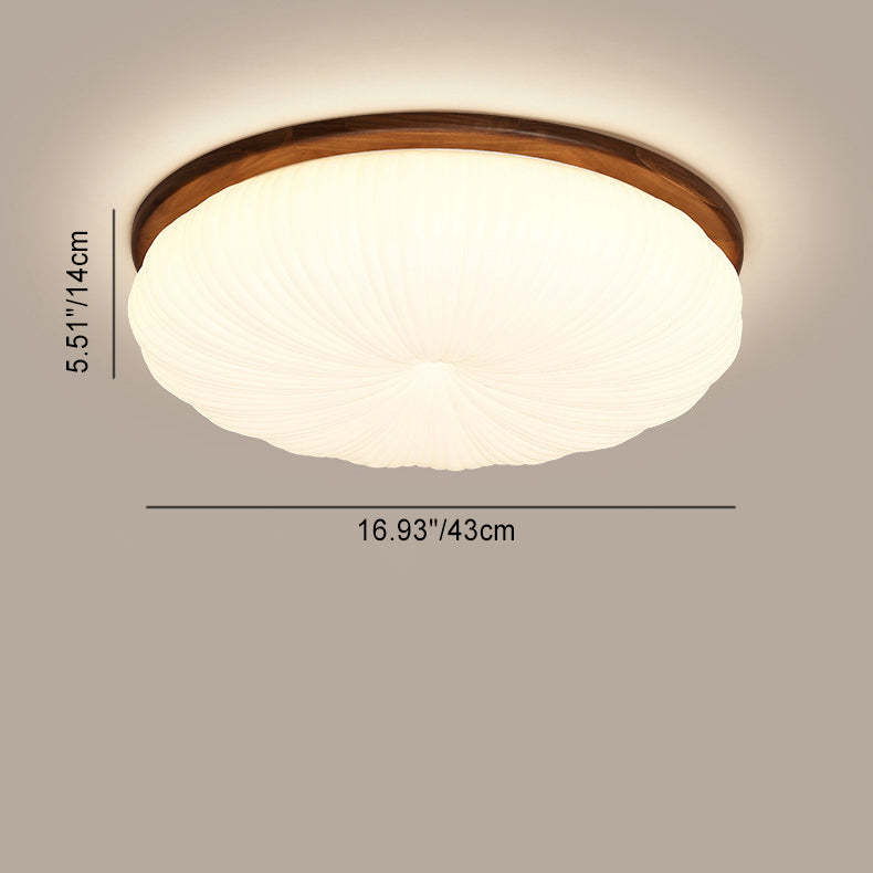 Minimalist Flower Walnut Acrylic LED Flush Mount Light