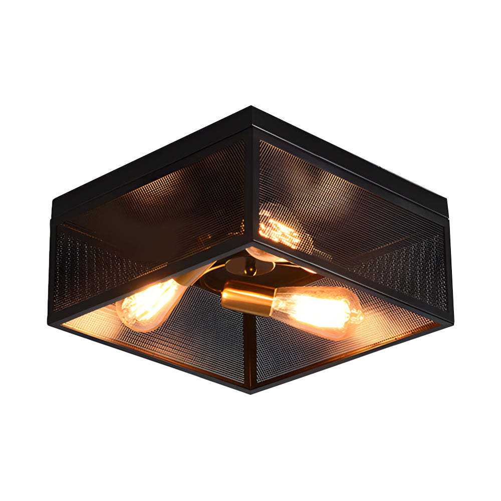 Square Iron Frame American Country Ceiling Light