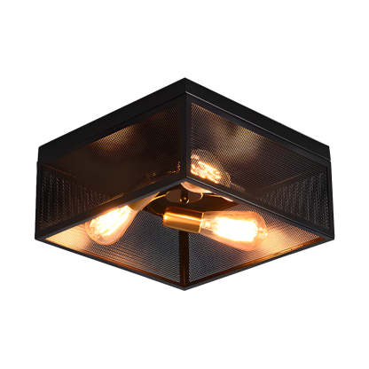 Square Iron Frame American Country Ceiling Light