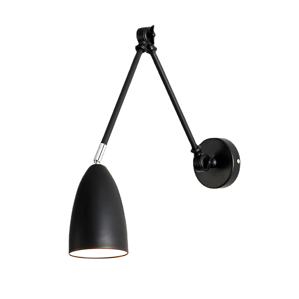 Swing Arm Wall Lamp Long 1 Bulb Rod Rocker Arm Wall Mounted Sconce with 3 Adjustable Joints-Lighom