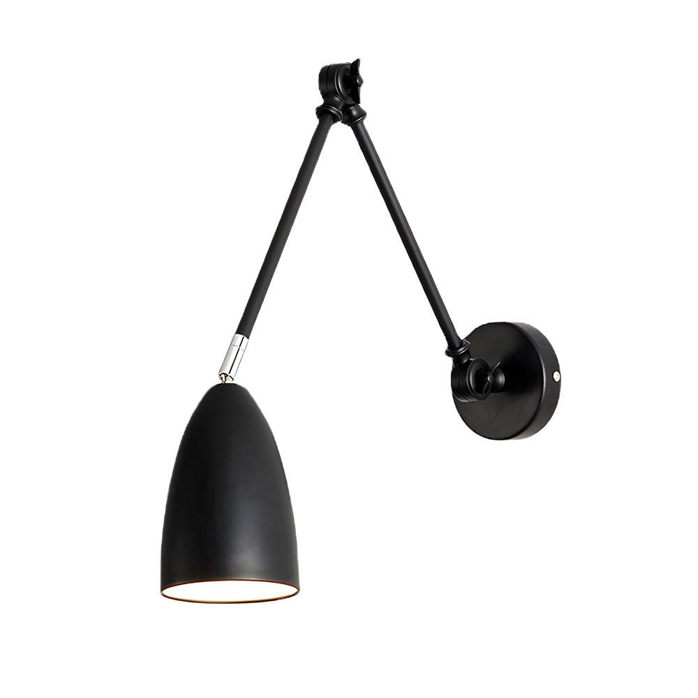 Swing Arm Wall Lamp Long 1 Bulb Rod Rocker Arm Wall Mounted Sconce with 3 Adjustable Joints-Lighom