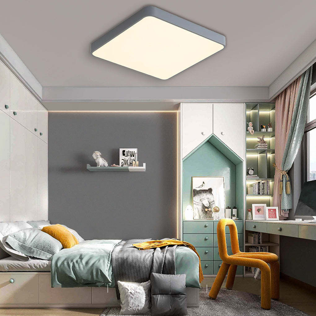 Square Modern Style Design Flush Mount Lighting Metal PVC Acrylic LED Bedroom Ceiling Lights-Lighom