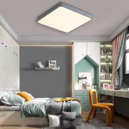 Square Modern Style Design Flush Mount Lighting Metal PVC Acrylic LED Bedroom Ceiling Lights-Lighom