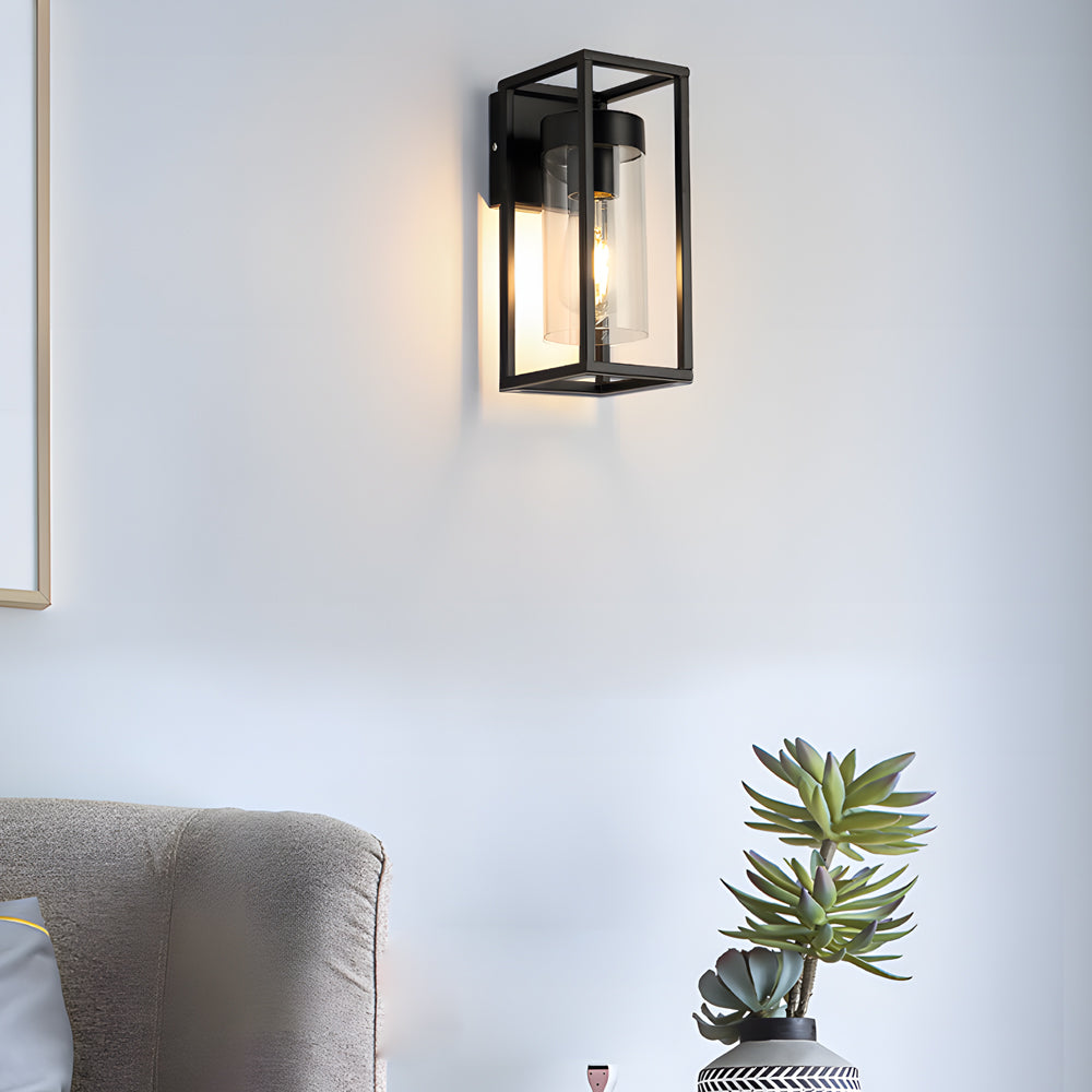Modern retro black iron glass metal wall sconces, Lighom
