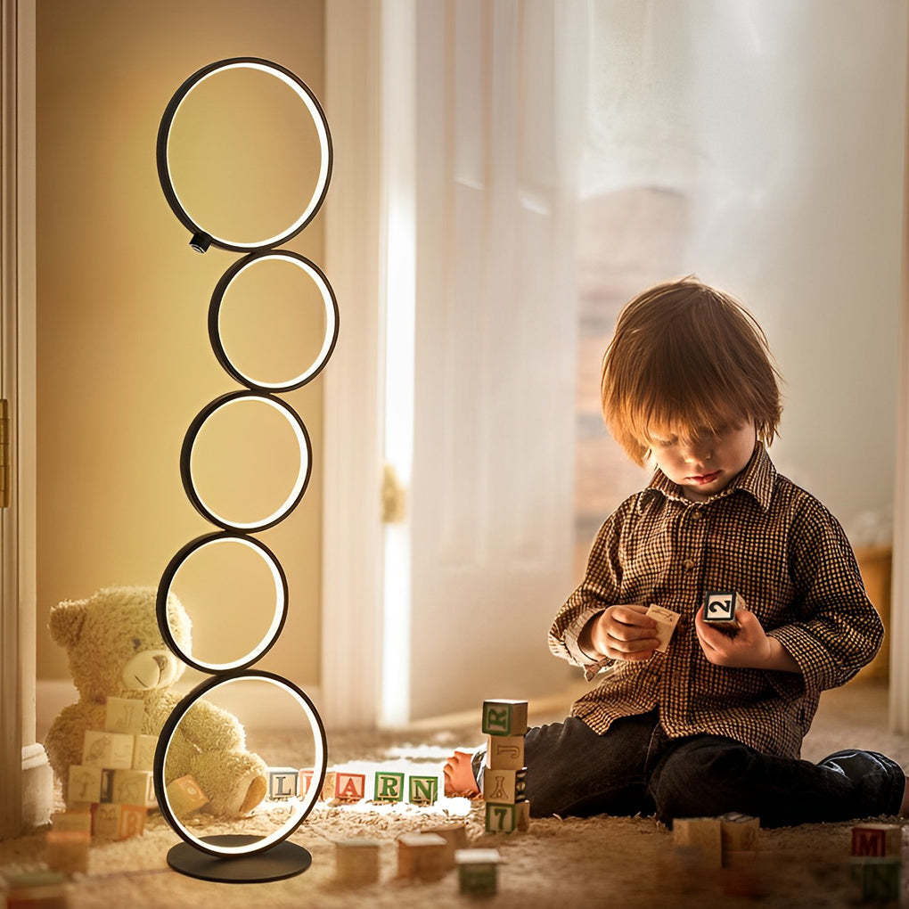 Modern Artistic 5-Circle LED Stack Floor Lamp