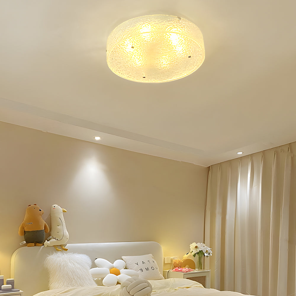 Modern water ripple flush mount lighting in acrylic — 19.7"
