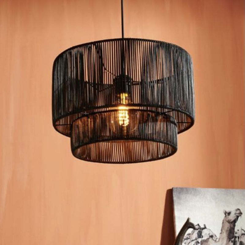 Retro Rope Woven Dining Room Pendant Light