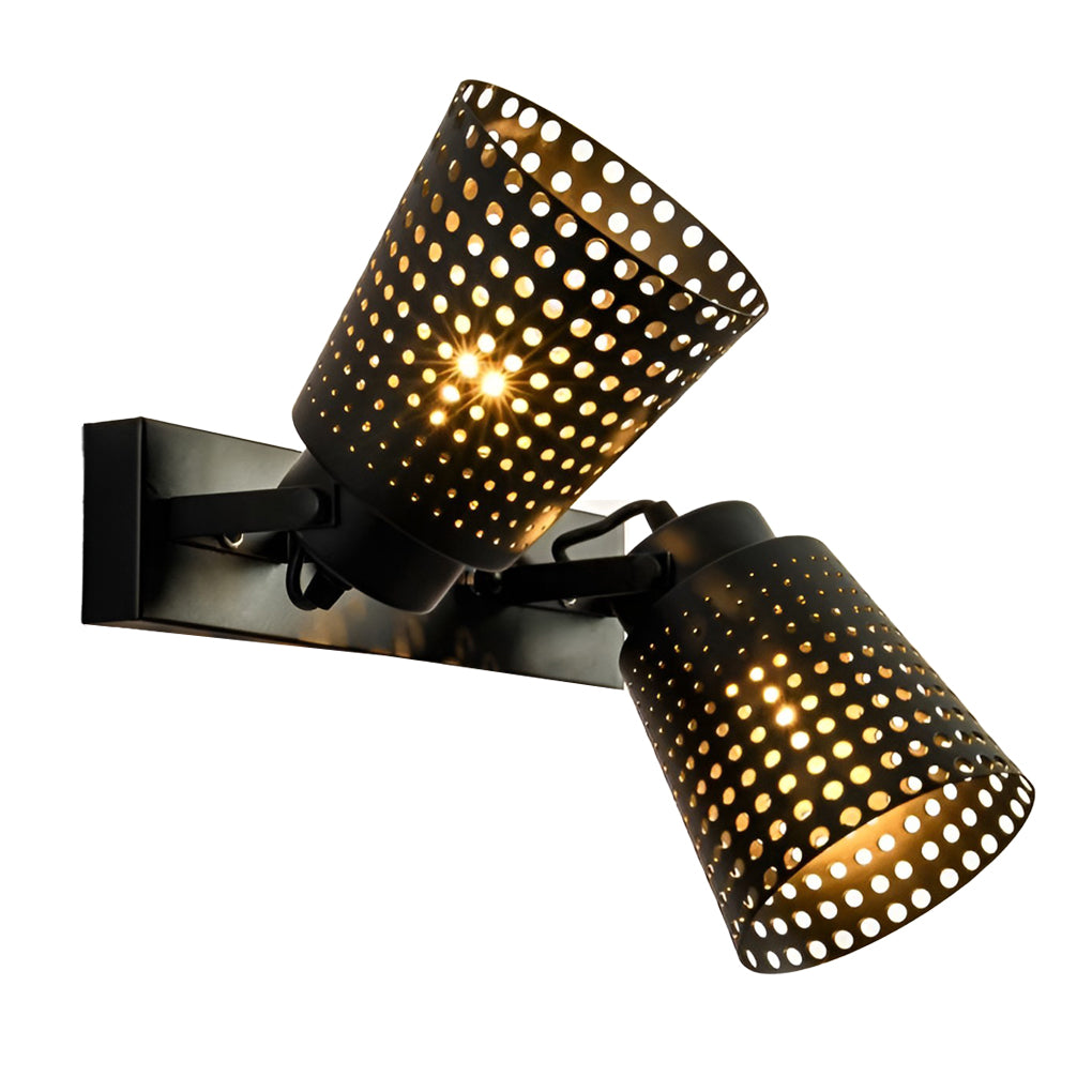 Retro Iron Hollow Adjustable Black Industrial Plug-In Sconce