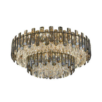 Modern round metal crystal iron flush mount lighting