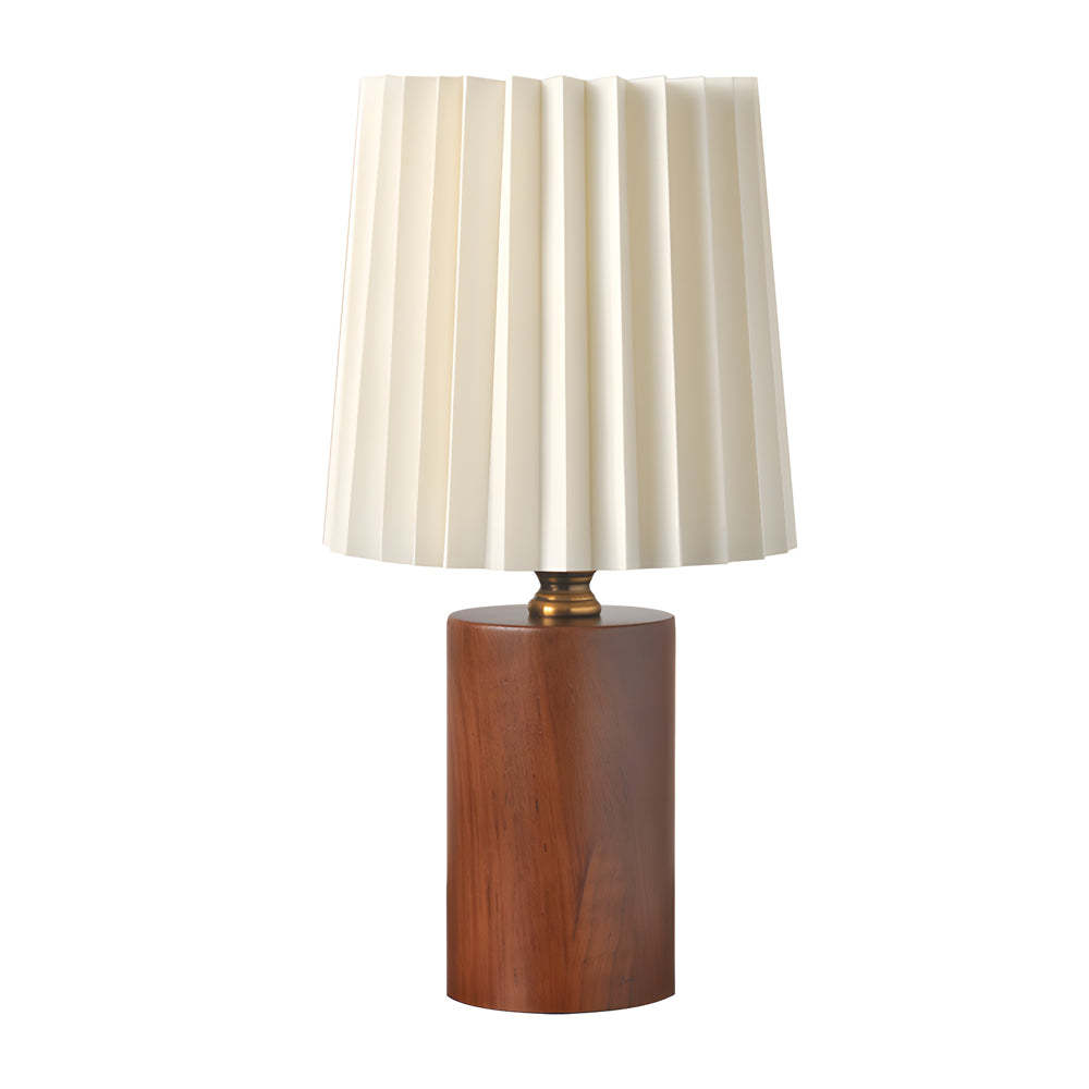 Wood Column Pleated Empire Shade Table Lamp