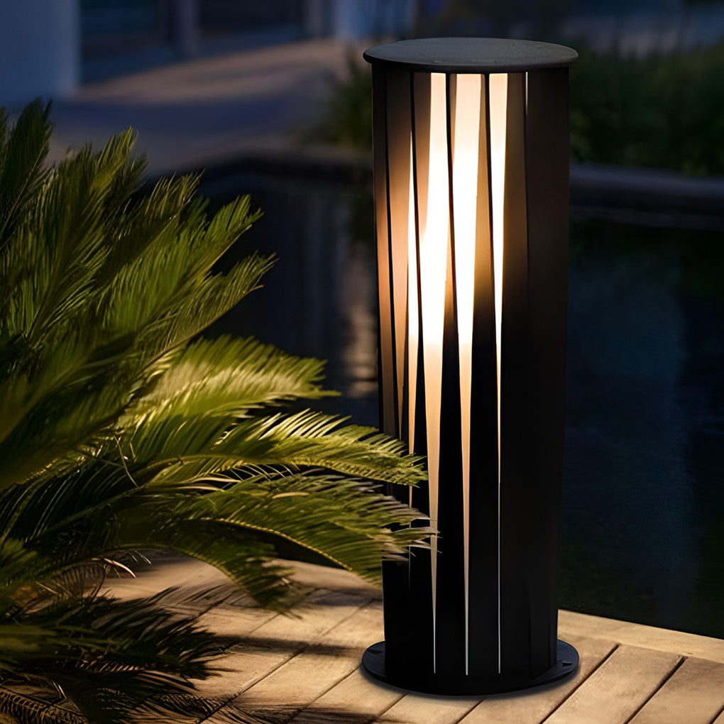 Geometric Black Cage Solar LED Pathway Light