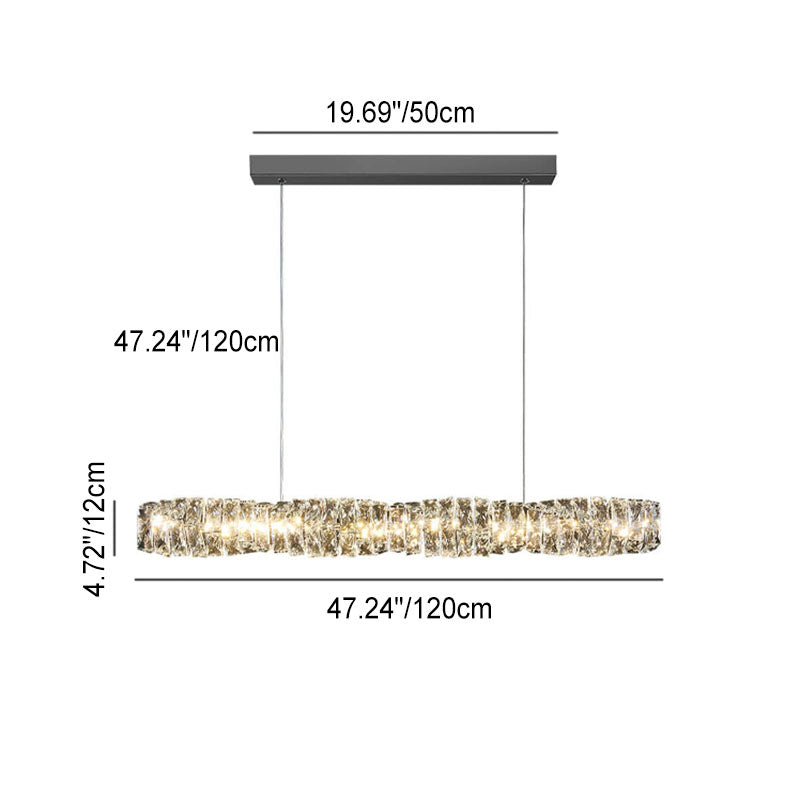 Modern Stainless Steel Crystal Strip LED Island Pendant