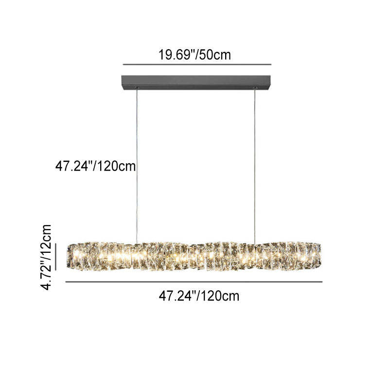 Modern Stainless Steel Crystal Strip LED Island Pendant