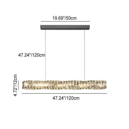 Modern Stainless Steel Crystal Strip LED Island Pendant