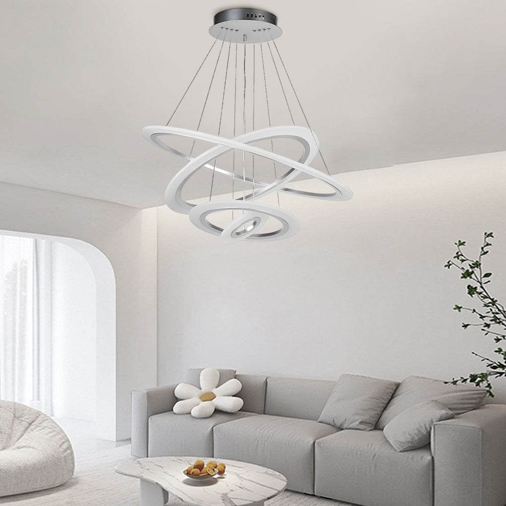 4-ring chandeliers in synthetic — Cool White (6000K)