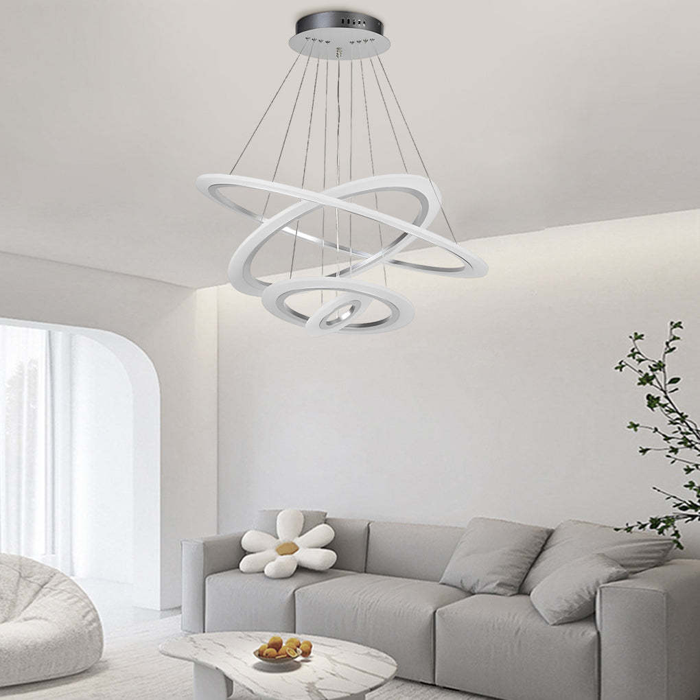 Adjustable Dimmable 4-Ring LED Chandelier