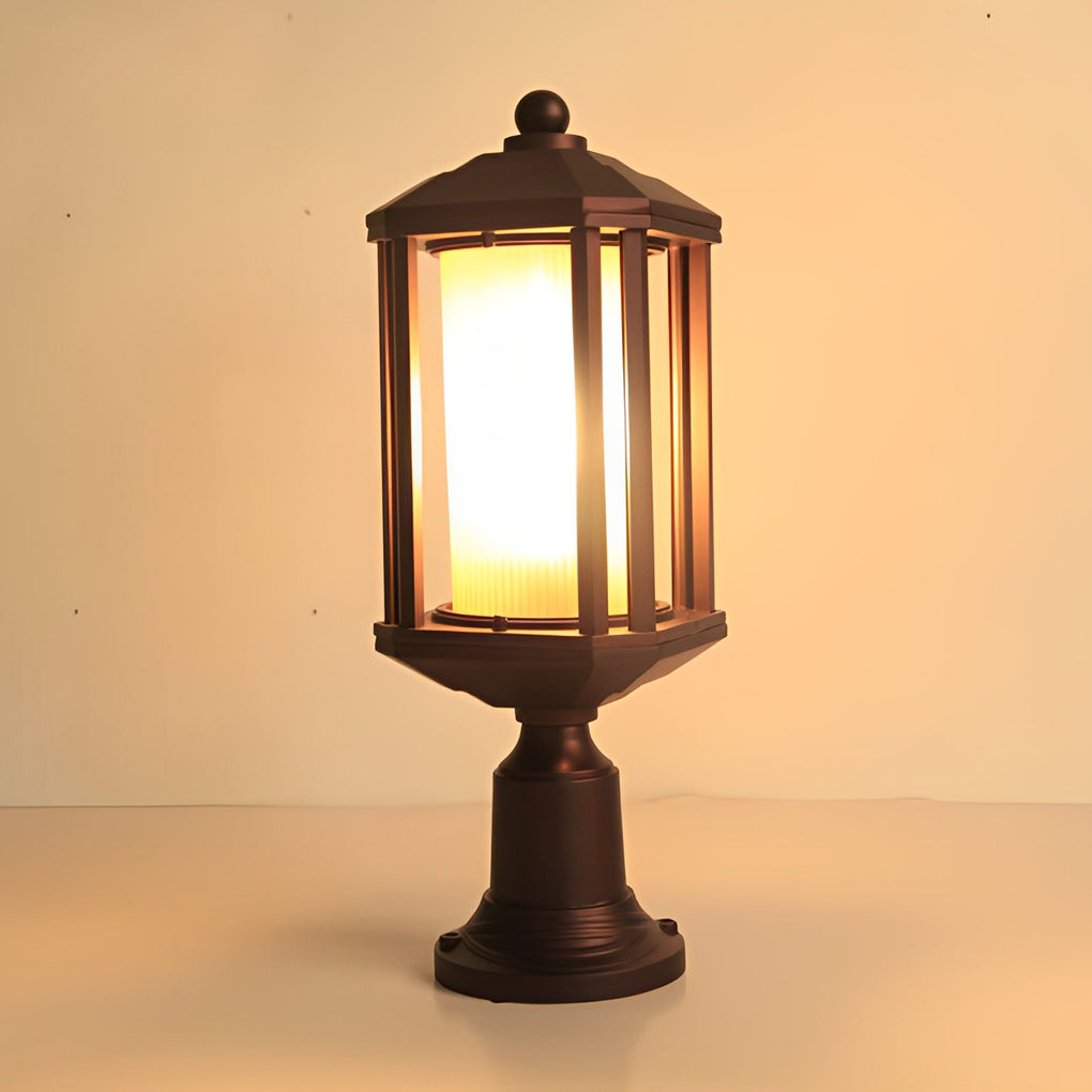 Retro Aluminum Waterproof Rose Gold American Style Outdoor Pillar Lamp-Lighom