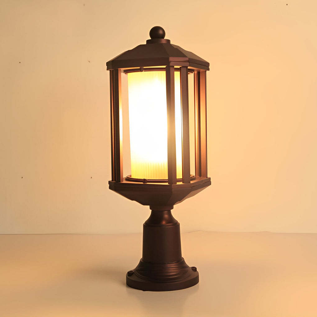 Retro Aluminum Waterproof Rose Gold American Style Outdoor Pillar Lamp-Lighom