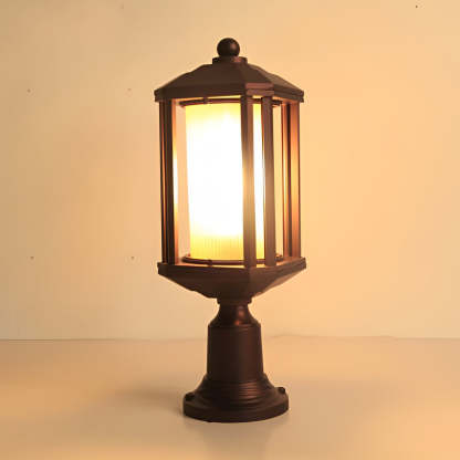 Retro Aluminum Waterproof Rose Gold American Style Outdoor Pillar Lamp-Lighom