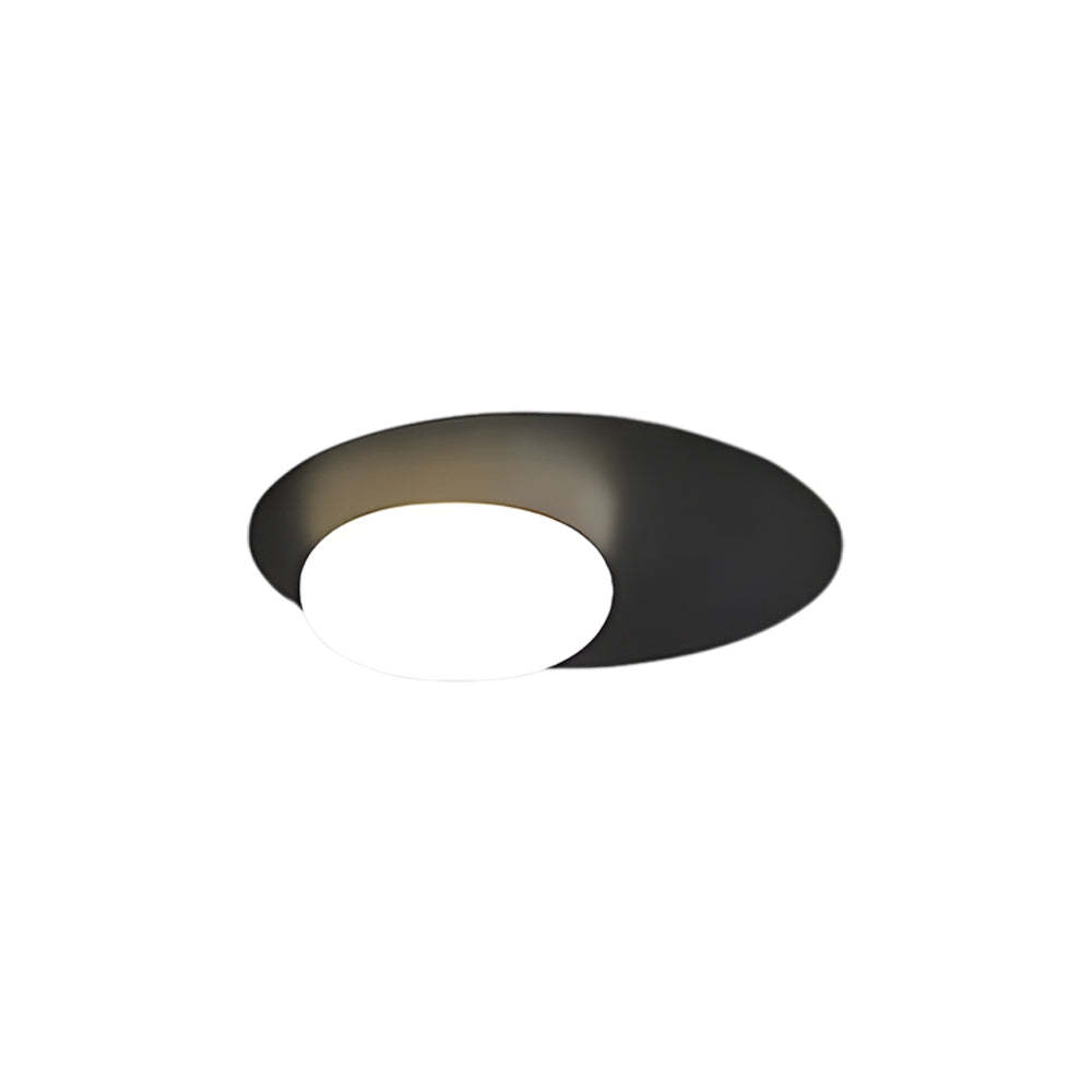 LED Oval Metal White Glass Flush Mount Light