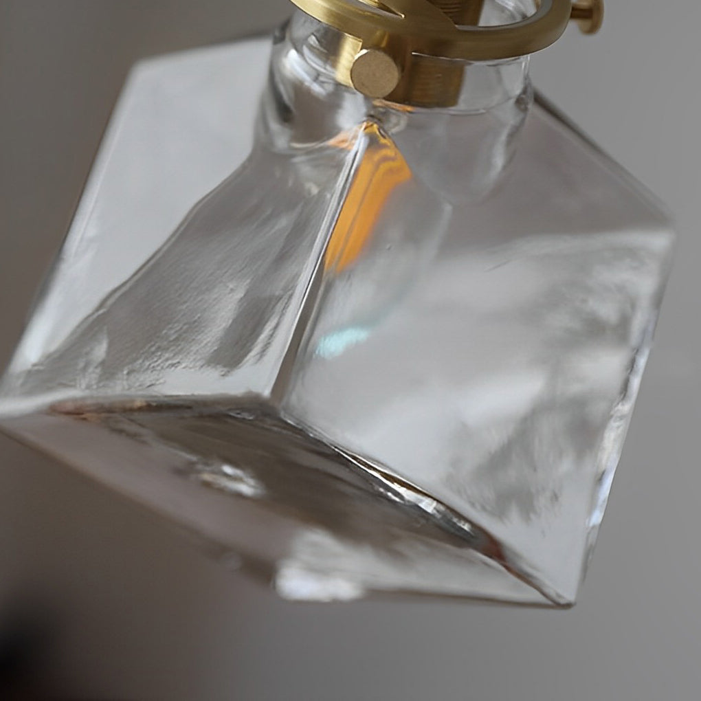 Square Transparent Glass Modern Kitchen Island Pendant