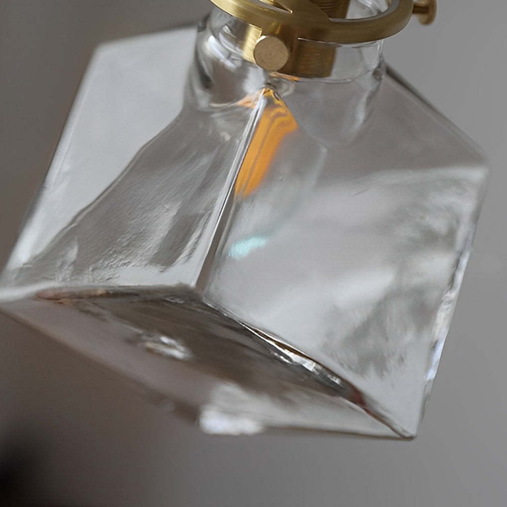 Square Transparent Glass Modern Kitchen Island Pendant