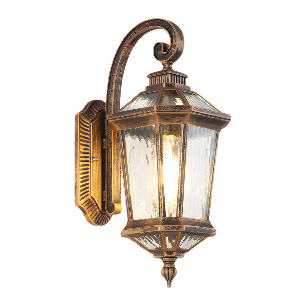 1-Light Black Clear Water Glass Outdoor Wall Light Lantern Wall Sconce Porch Wall Mounted Lights Exterior Wall Lamp-Lighom