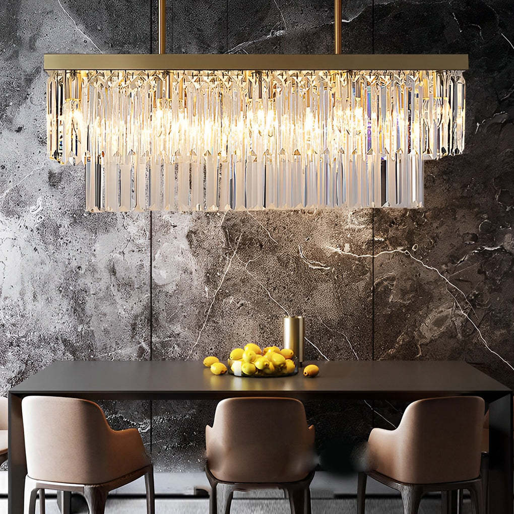 3-Step Dimming Crystal Strip Postmodern Chandelier