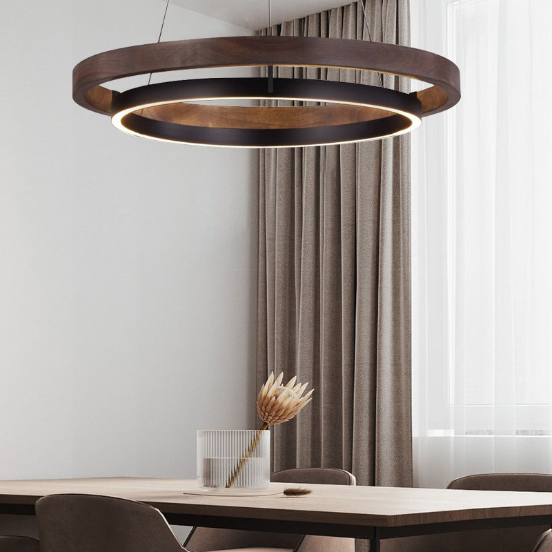 Round Minimalist Dimmable LED Black Modern Chandelier — 39.4''