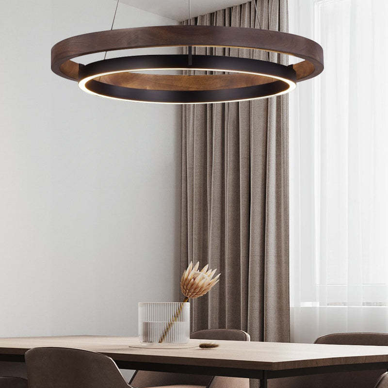 Round Minimalist Dimmable LED Black Modern Chandelier — 39.4''