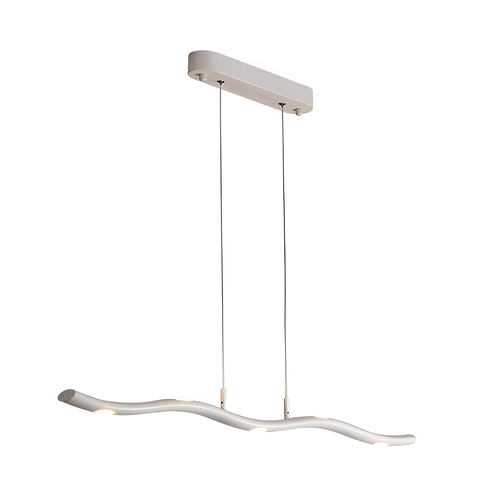 Long Strip Wave Branch Dimmable LED White Modern Chandelier