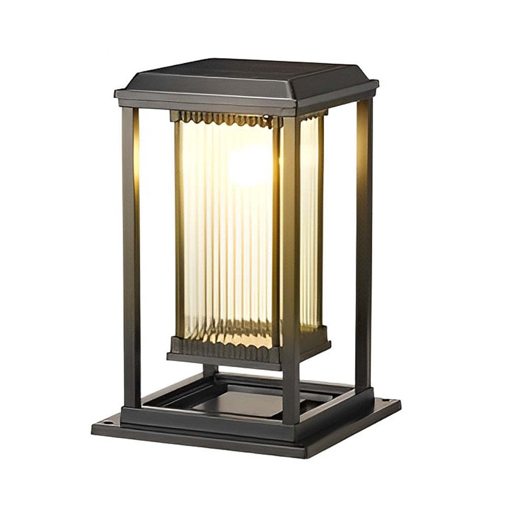 Square Waterproof Intelligent Light Control Black Solar Lawn Lights-Lighom