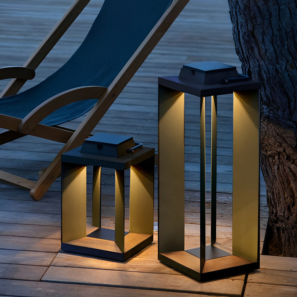 Portable Black LED Modern Solar Outdoor Lawn Lamp