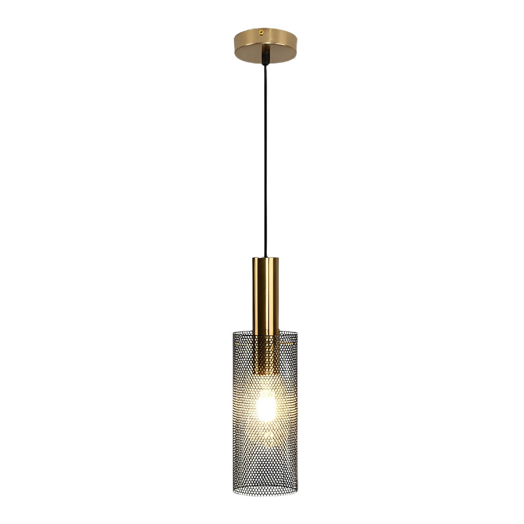 Cylindrical Minimalist Iron Grid Modern Pendant