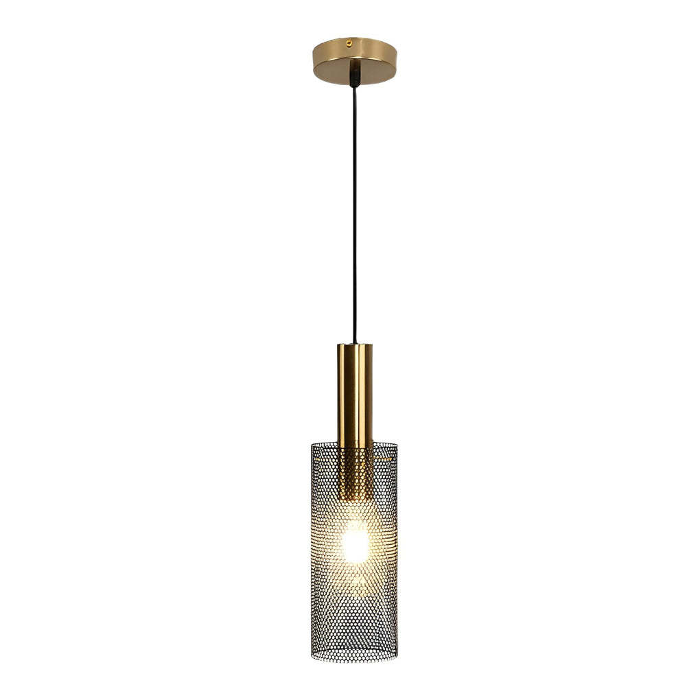 Cylindrical Minimalist Iron Grid Modern Pendant