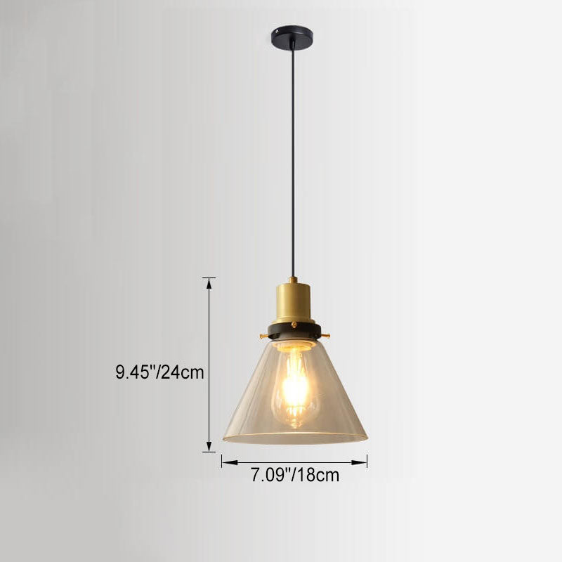 Vintage Semi-Circular Cone Cup Iron Glass Pendant Light