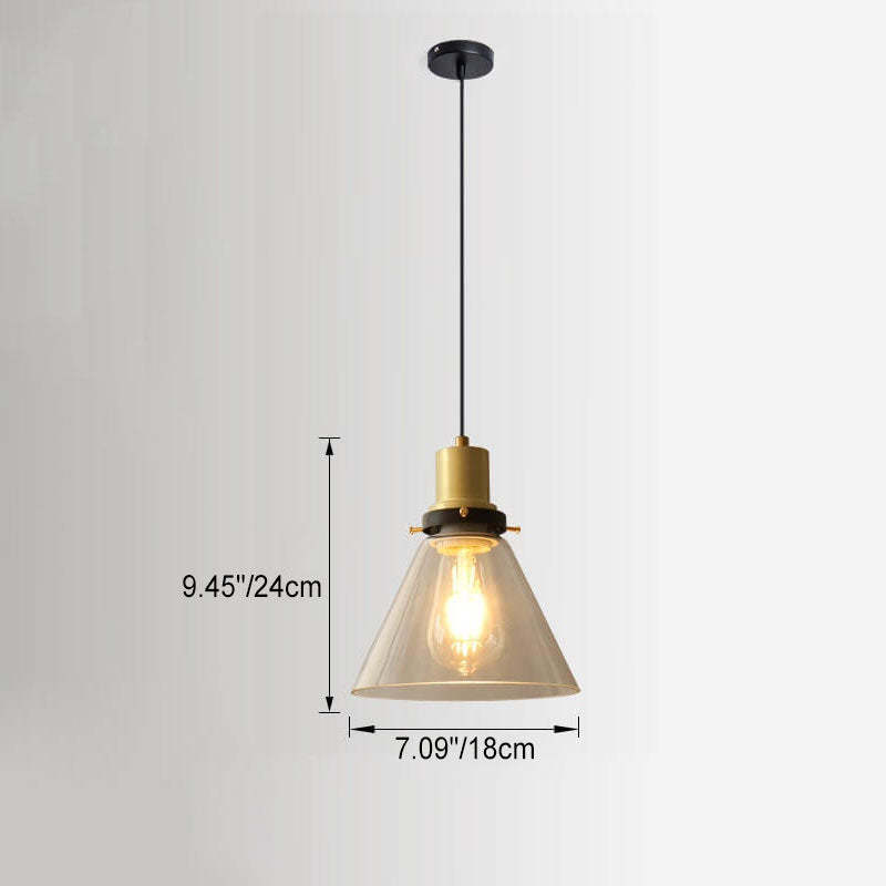 Vintage Semi-Circular Cone Cup Iron Glass Pendant Light