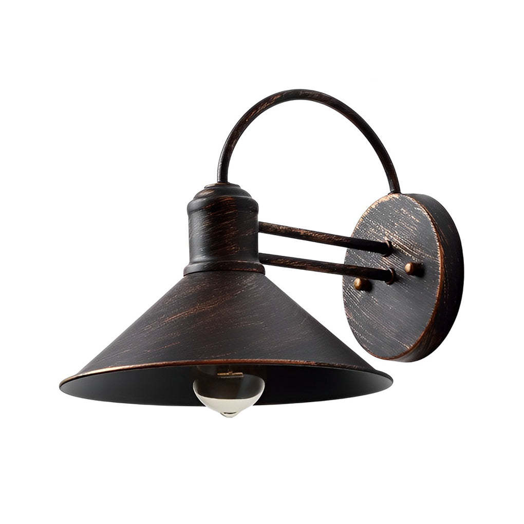 Retro Conical Iron Waterproof Industrial Style Outdoor Wall Lamp Exterior Lights-Lighom