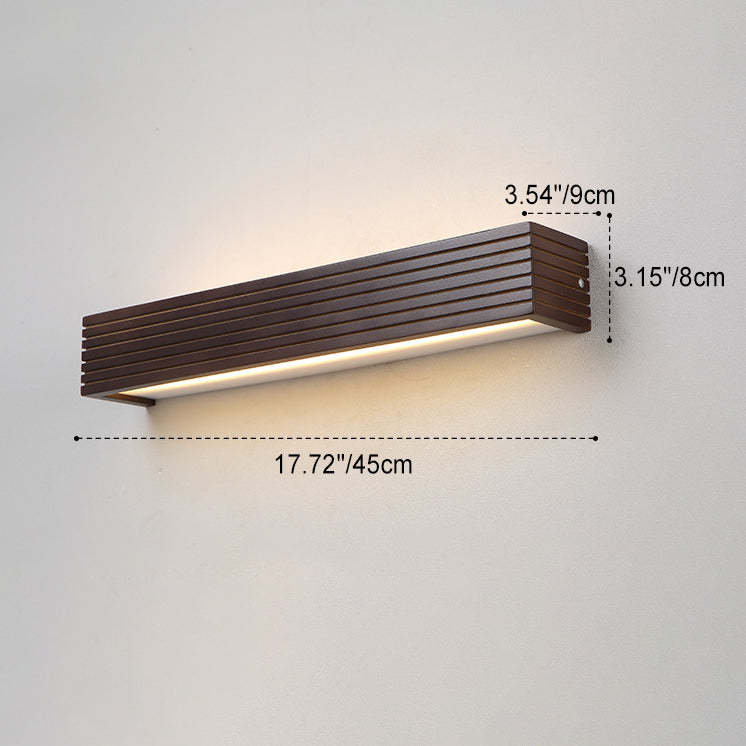 Chinese Striped Wood Cuboid LED Vanity Sconce — Warm Light (3000K) / 220V-240V For UK/AU