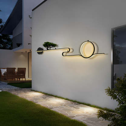 Moon Tree Scenery Waterproof LED Black Retro Outdoor Sconce