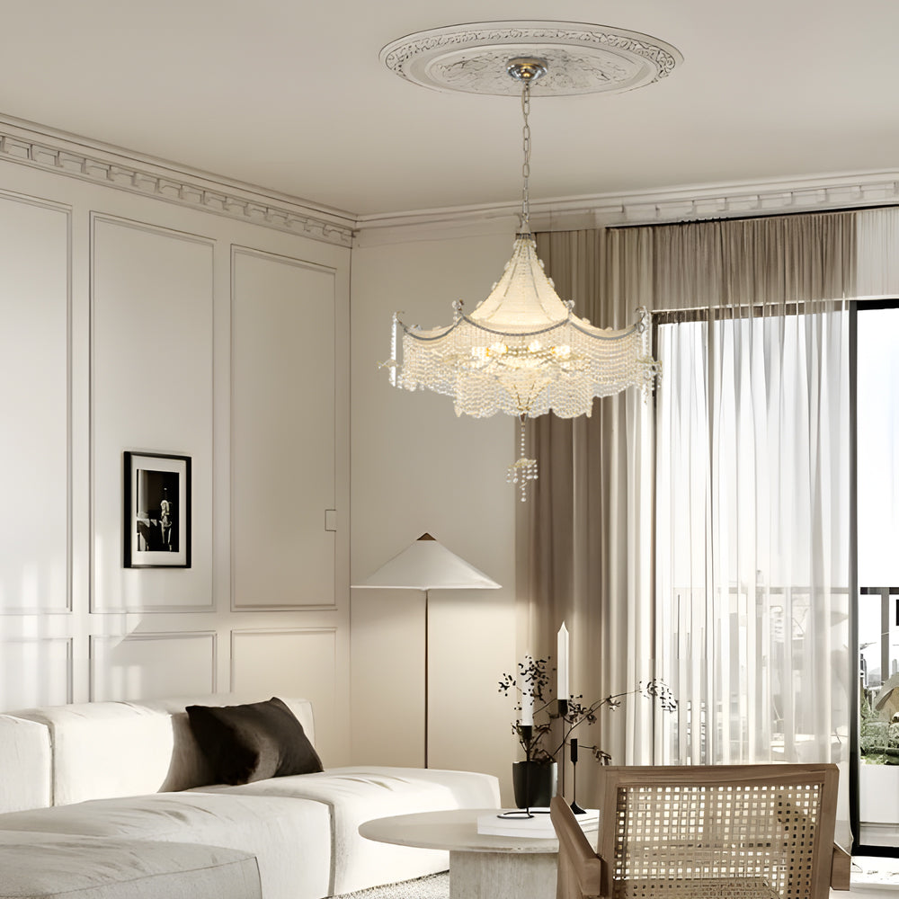 Pagoda Crystal LED Dimmable Chrome Chandelier