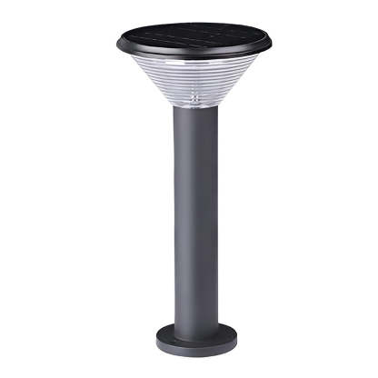Round Light Control Induction Black Modern Outdoor Solar Pathway Lights-Lighom