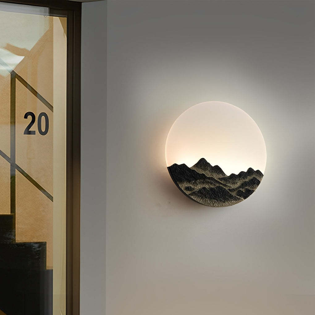 Round Creative Mountain Scenery LED Waterproof Modern Outdoor Wall Lamp-Lighom