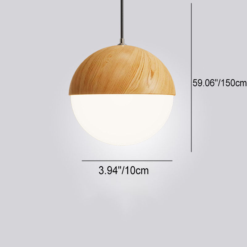 Japanese Wood Grain Oval Iron Pendant Light