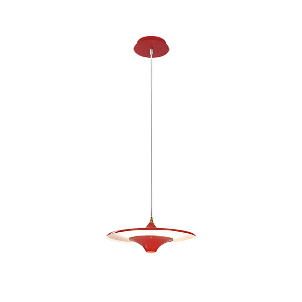 13.8" 1-Light Round UFO LED Metal Small Spaceship Pendant
