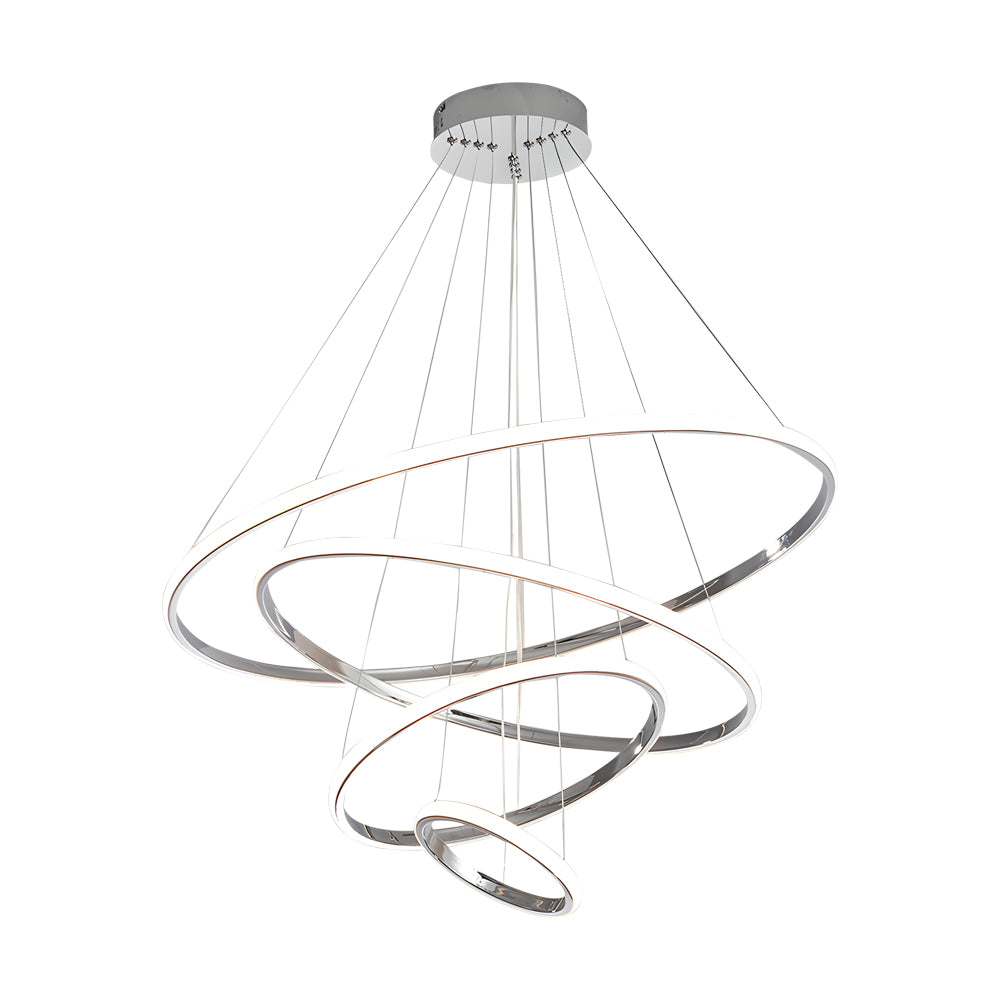 Contemporary Tiered Ring Chrome Chandelier